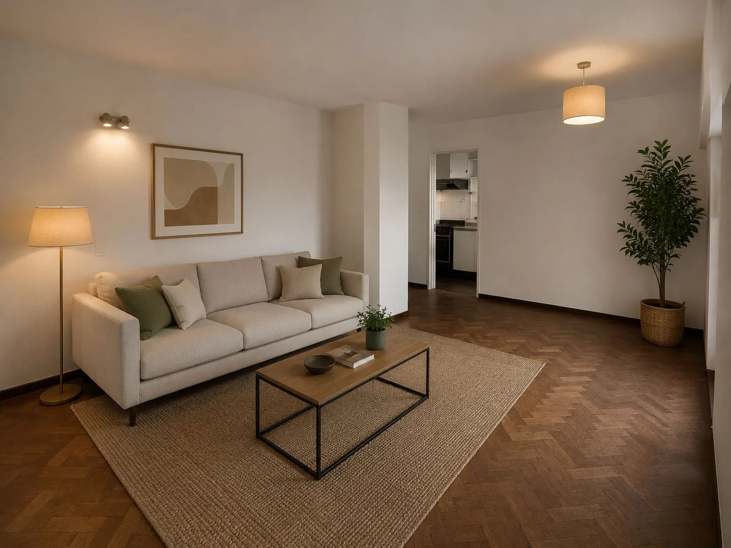 Living comedor de Galería Entre Ríos, ambientado con IA